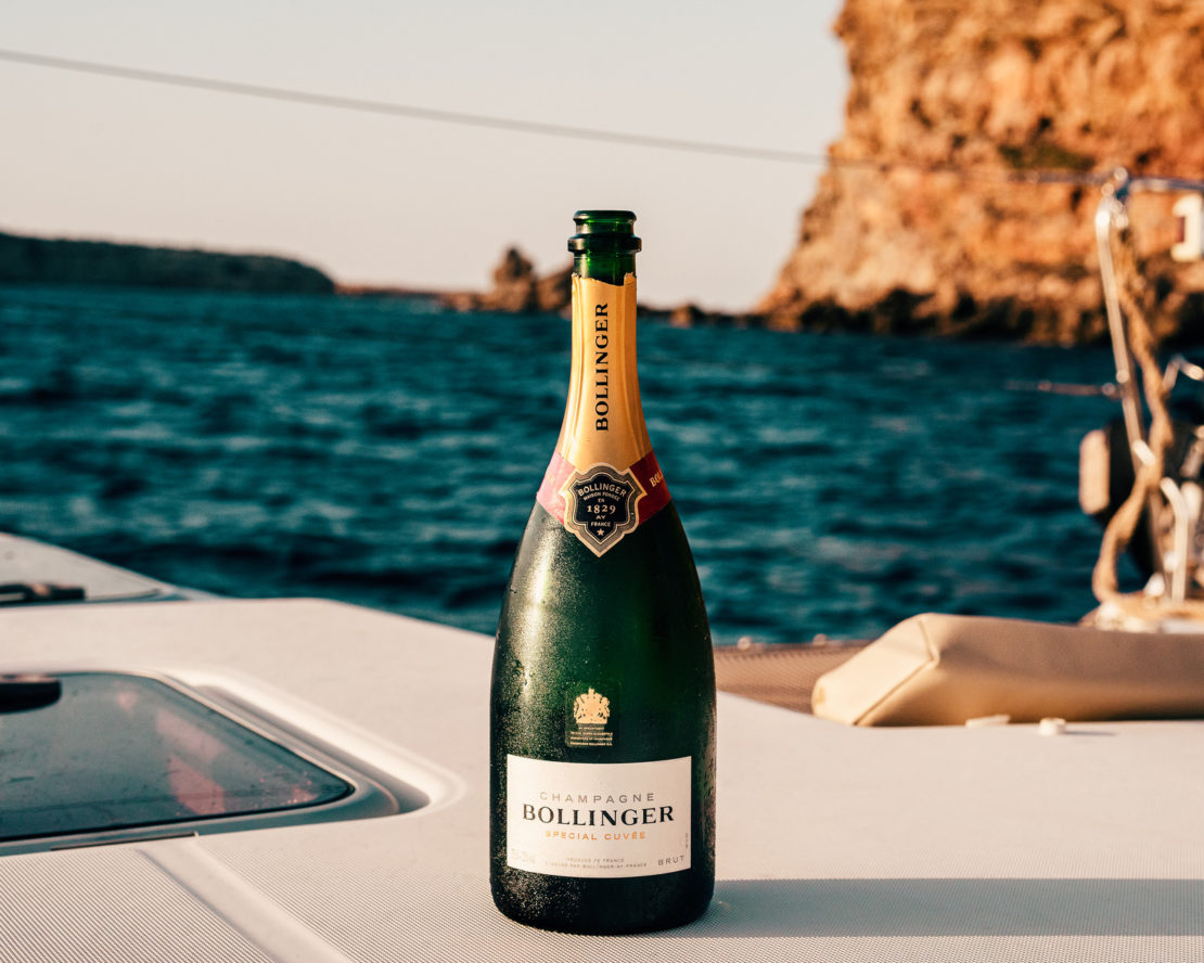 Canva - Bollinger Wine Bottle on Boat