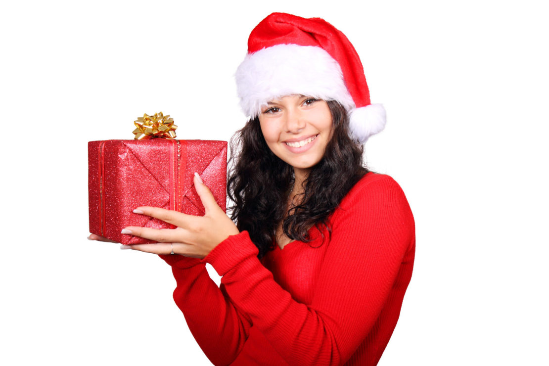 Canva - Girl Holding Red Gift Box